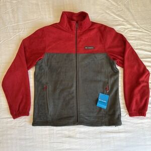 NWT Columbia Granite Mountain Fleece Jacket Men's Medium Full Zip Red Gray